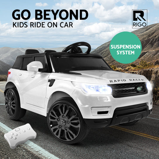 Kids Ride On Car Electric Toys Cars White & Black Rapid Racer SUV Remote 12V